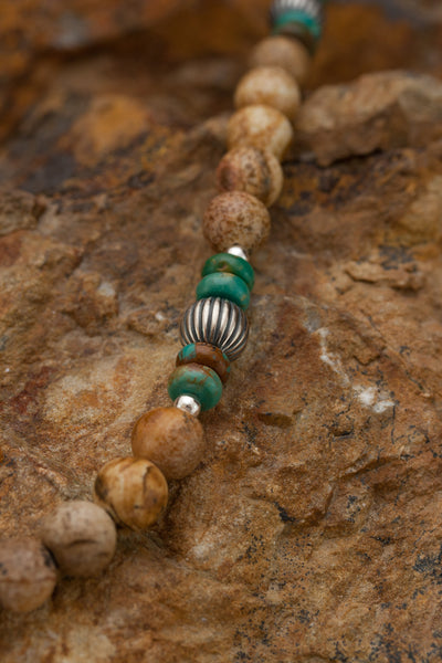 Teardrop Boulder Turquoise Pendant with Boulder Beaded Necklace
