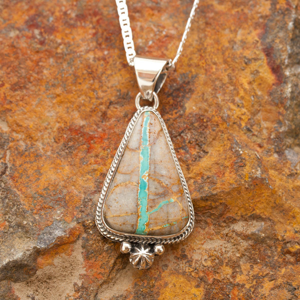 Trianglular Boulder Turquoise Pendant