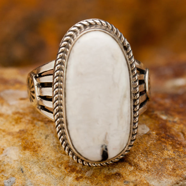 Singularity White Buffalo Sterling Silver Ring SIZE 8 1/2