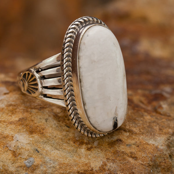 Singularity White Buffalo Sterling Silver Ring SIZE 8 1/2