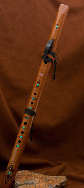 Odell Borg Spanish Cedar w/Turquoise Sparrow Hawk Flute in Key of A
