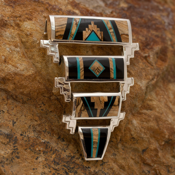 David Rosales Turquoise Creek Inlaid Sterling Silver Slider Pendant