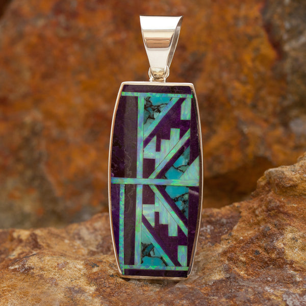 David Rosales Shalako Fusion Inlaid Sterling Silver Pendant