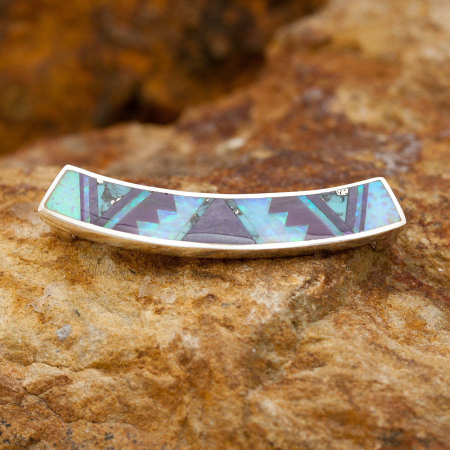 David Rosales Shalako Inlaid Sterling Silver Slider Pendant