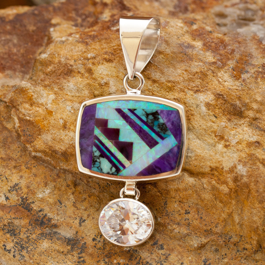 David Rosales Shalako Inlaid Sterling Silver Pendant