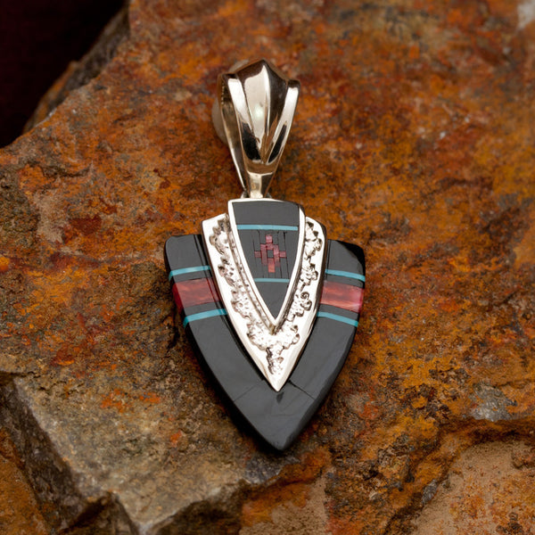 David Rosales Red Canyon Point Inlaid Sterling Silver Pendant