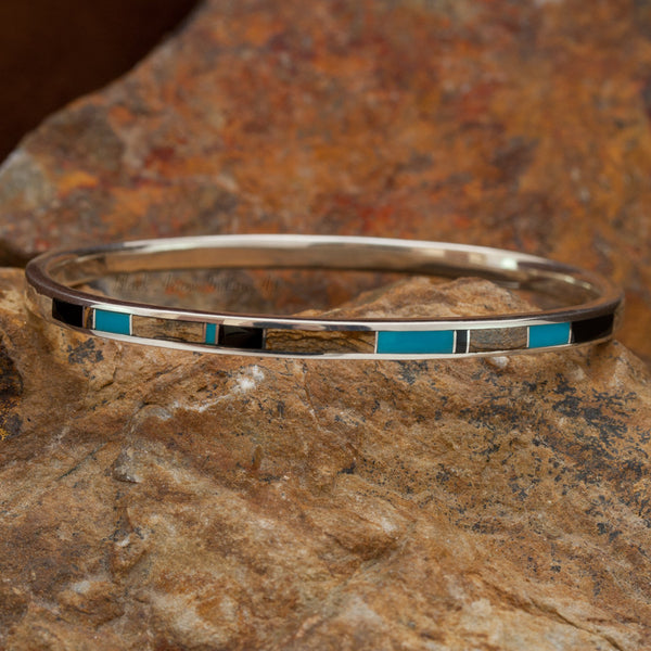 David Rosales Turquoise Creek Infinite Inlaid Sterling Silver Bracelet