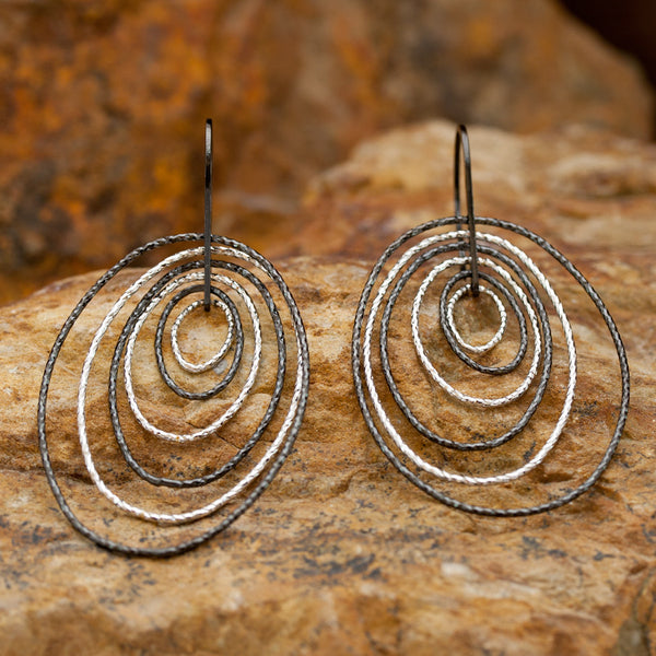 Sterling Silver and Rhodium Multiple Dimension Earrings