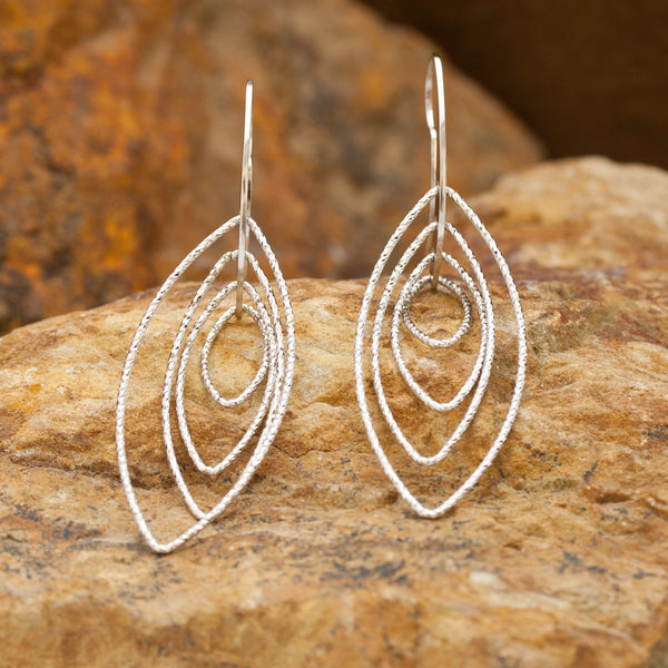 Ellipse Sterling Silver and Rhodium Multiple Dimension Earrings