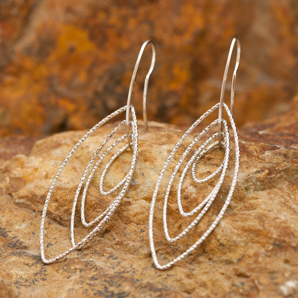 Ellipse Sterling Silver and Rhodium Multiple Dimension Earrings