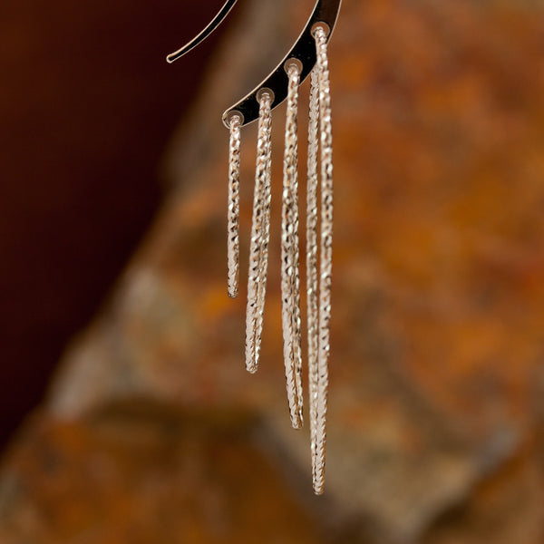 Ellipse Sterling Silver and Rhodium Multiple Dimension Earrings