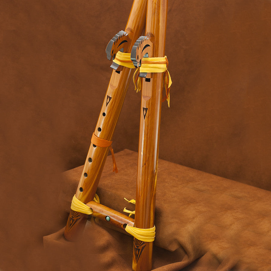 Odell Borg Cedar Double Hawk Drone Flute in Key of A