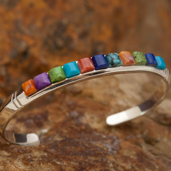 David Rosales Indian Summer Cobble Inlaid Sterling Silver Bracelet