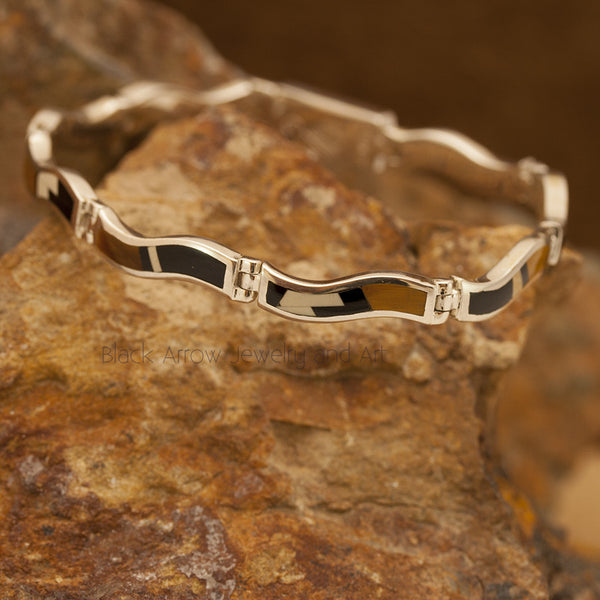 David Rosales Wavy Kayenta Inlaid Sterling Silver Bracelet