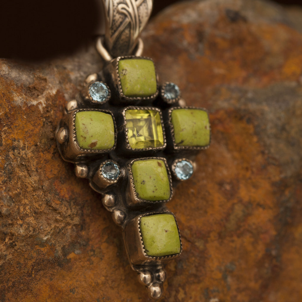 Leo Feeney Peridot Cross Sterling Silver Pendant