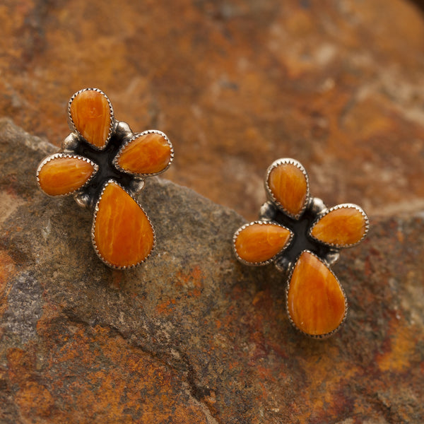 Don Lucas Spiny Oyster Shell Cross Earrings
