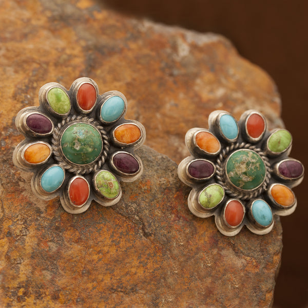Don Lucas Multi-Stone Flower Earrings