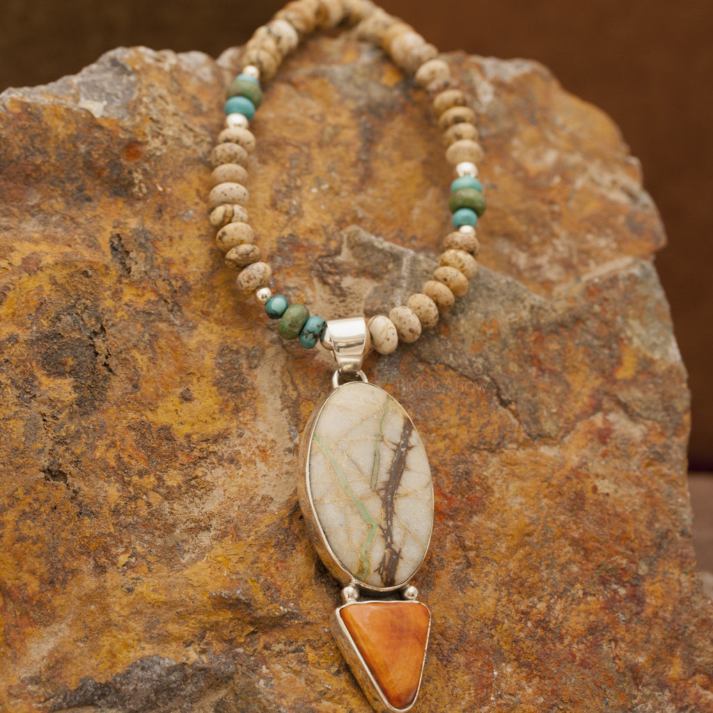 Navajo Believer Boulder Turquoise Sterling Silver Pendant