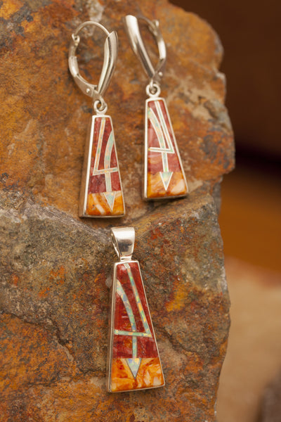 Sterling Silver Spiny Oyster and Opal Earrings