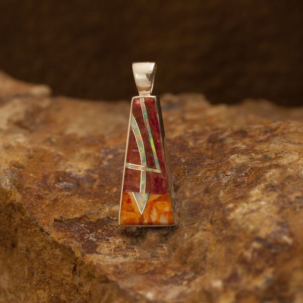Sterling Silver Spiny Oyster and Opal Pendant