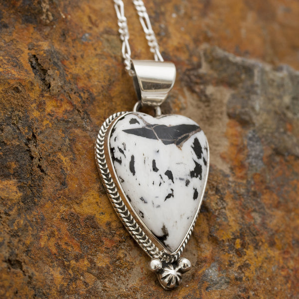 White Buffalo Heart Necklace