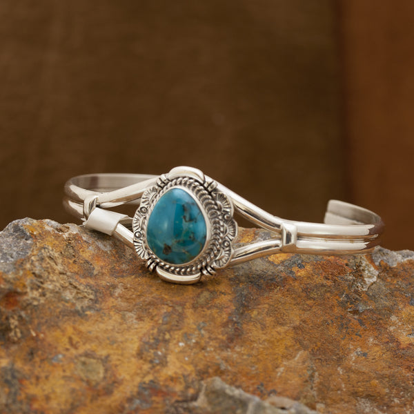 Round Candelaria Turquoise Sterling Silver Bracelet