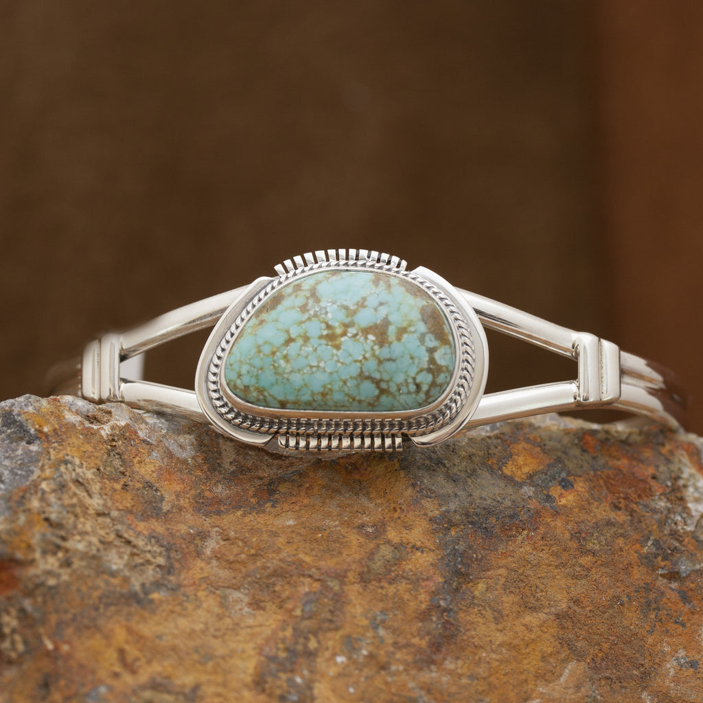 Pear Shaped Number 8 Turquoise Sterling Silver Bracelet