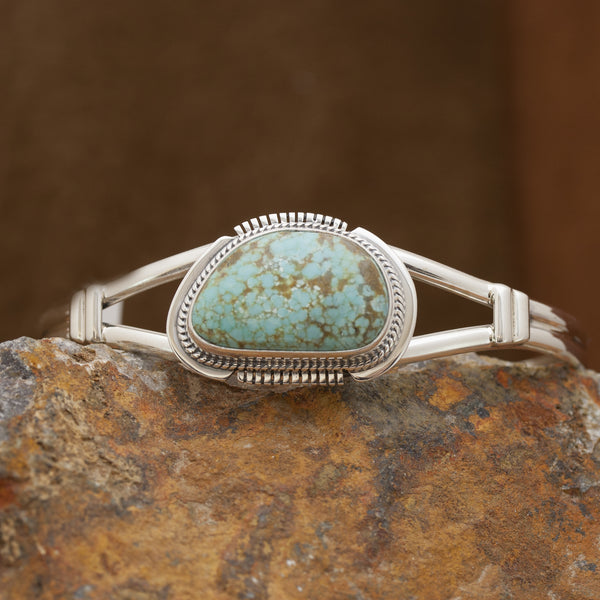 Pear Shaped Number 8 Turquoise Sterling Silver Bracelet