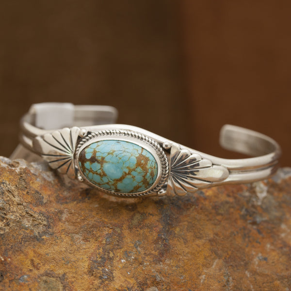 Oval Number 8 Turquoise Sterling Silver Bracelet