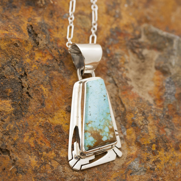 Triangular Number 8 Turquoise Sterling Silver Pendant