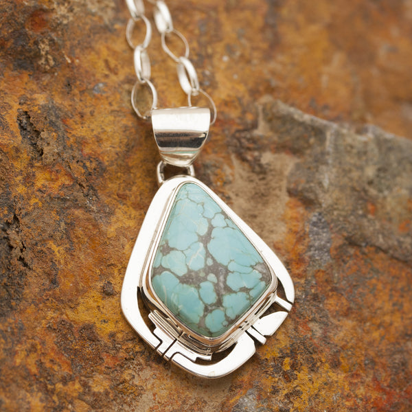 Number 8 Turquoise Sterling Silver Pendant