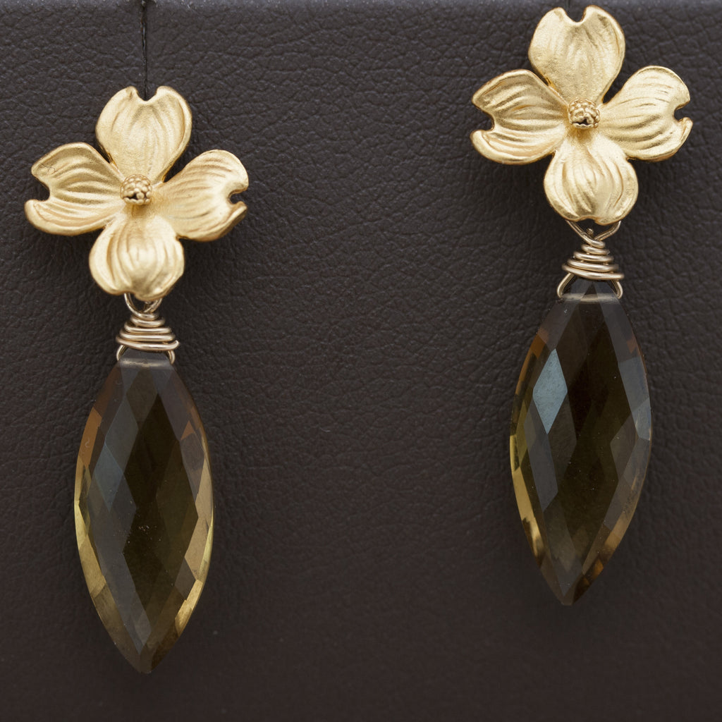 Rebecca Hook Small Dogwood Gold Plate Earrings