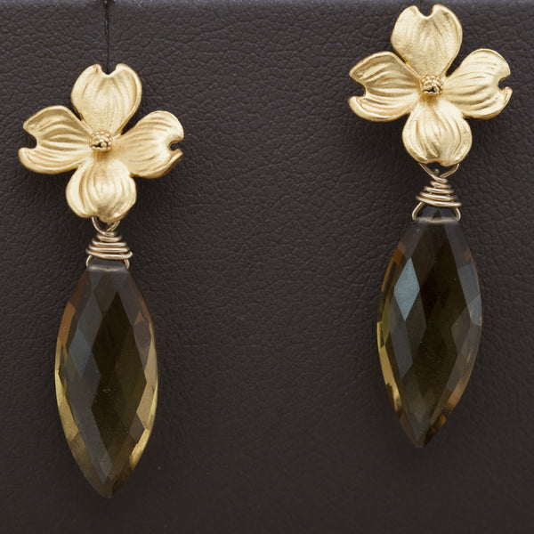 Rebecca Hook Small Dogwood Gold Plate Earrings